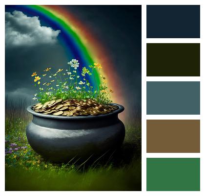 Leprechaun Rainbow Pot Of Gold Image